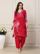 Pink abstract swirl printed festive statement