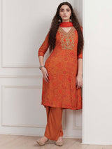 Orange rustic floral embellished graceful attire
