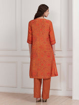 Orange rustic floral embellished graceful attire