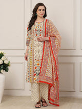 Beige heritage print palazzo festive ensemble