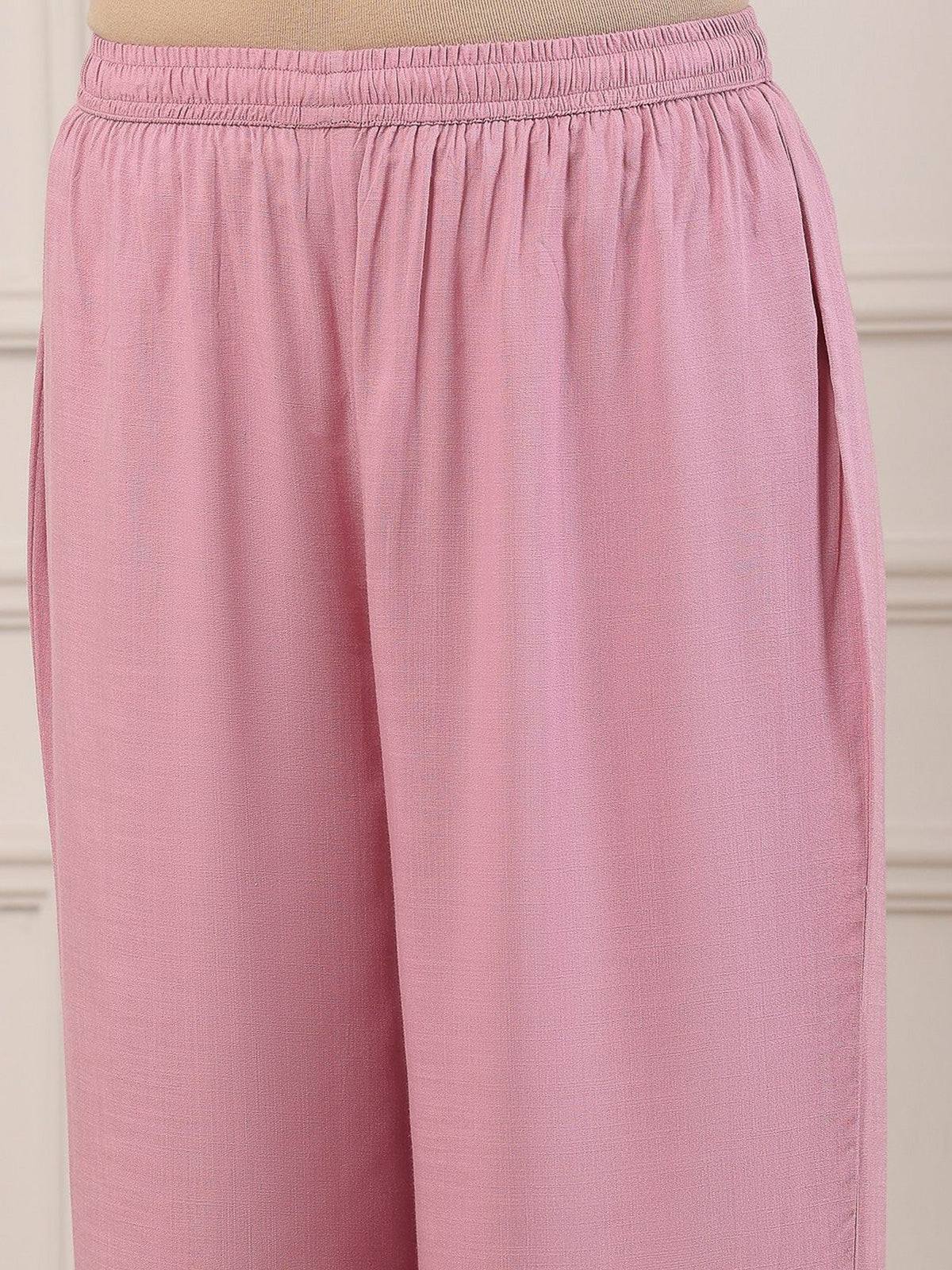 Blush pink printed chanderi festive sophistication