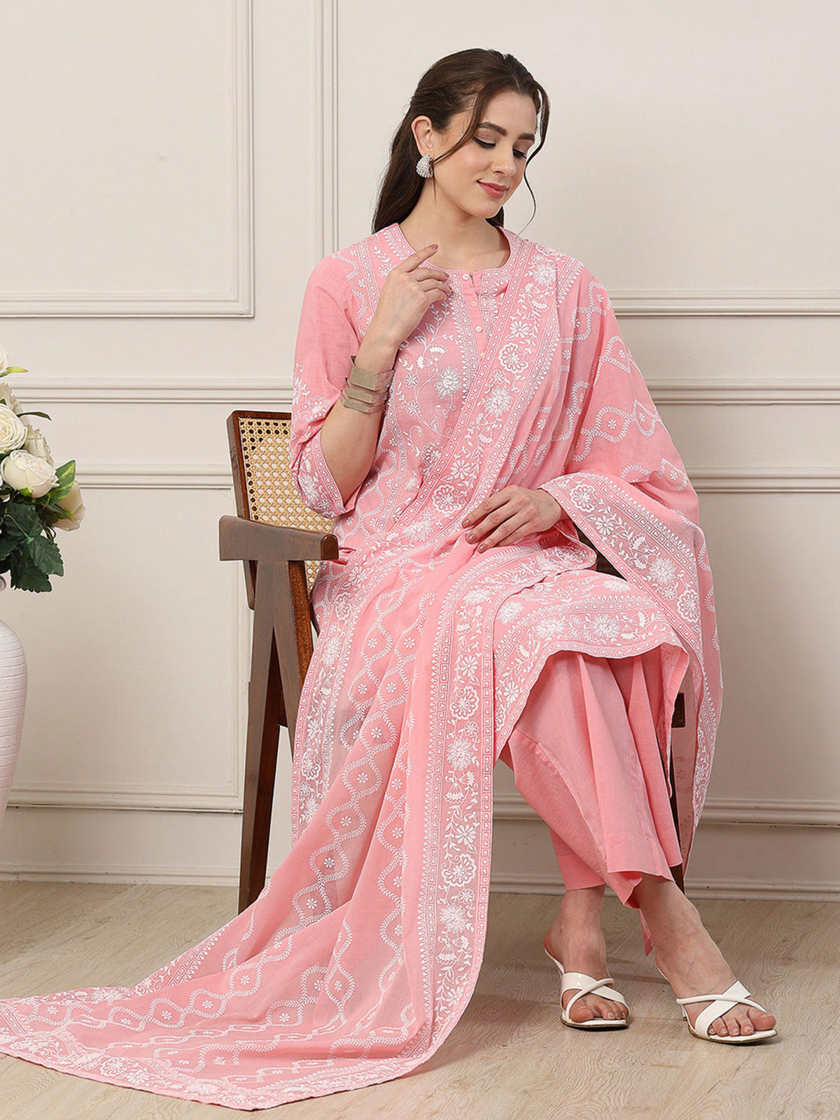 Light pink printed cotton everyday charm