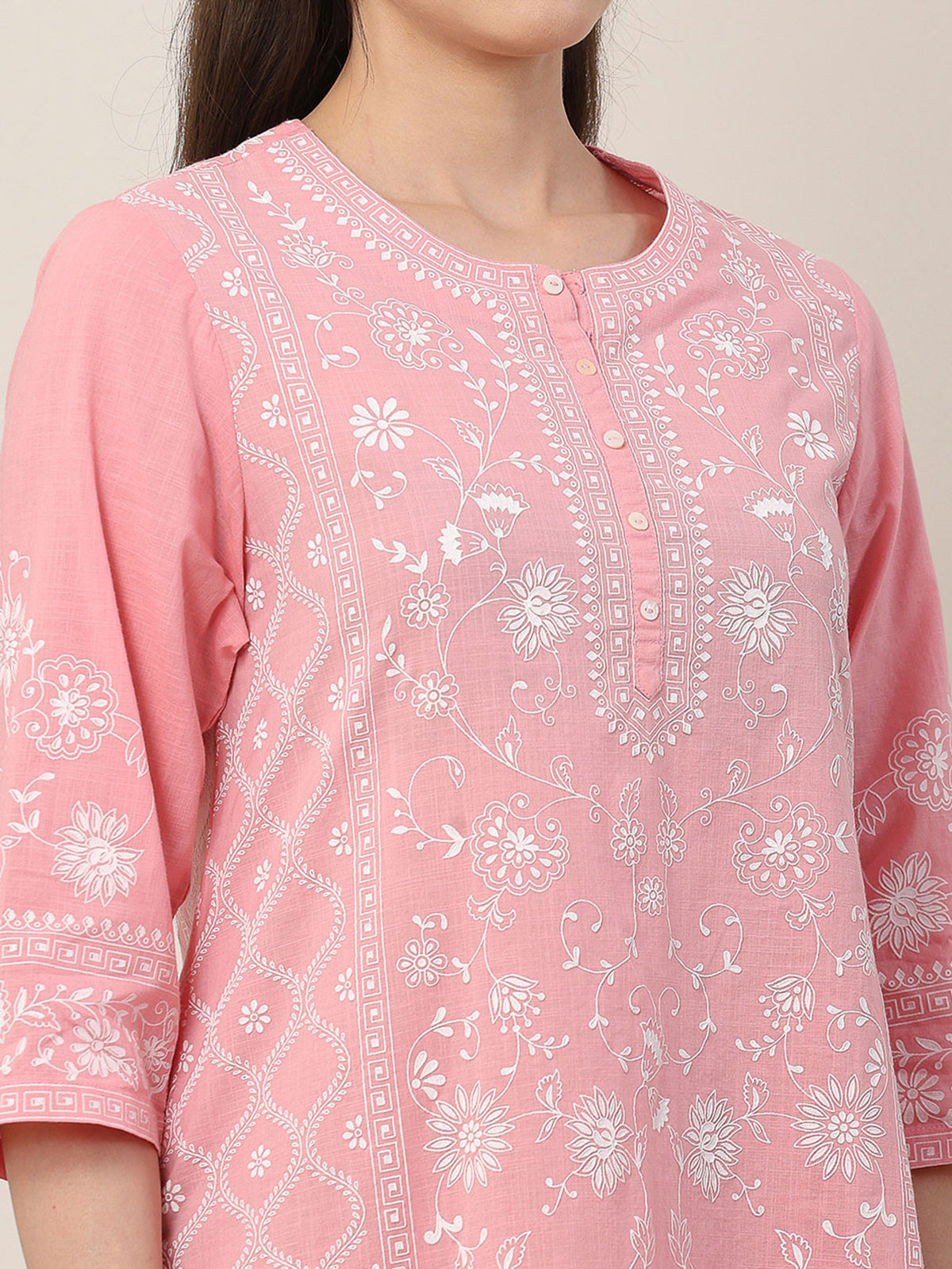 Light pink printed cotton everyday charm