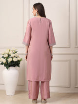 Pink sequin embellished straight fit festive elegance