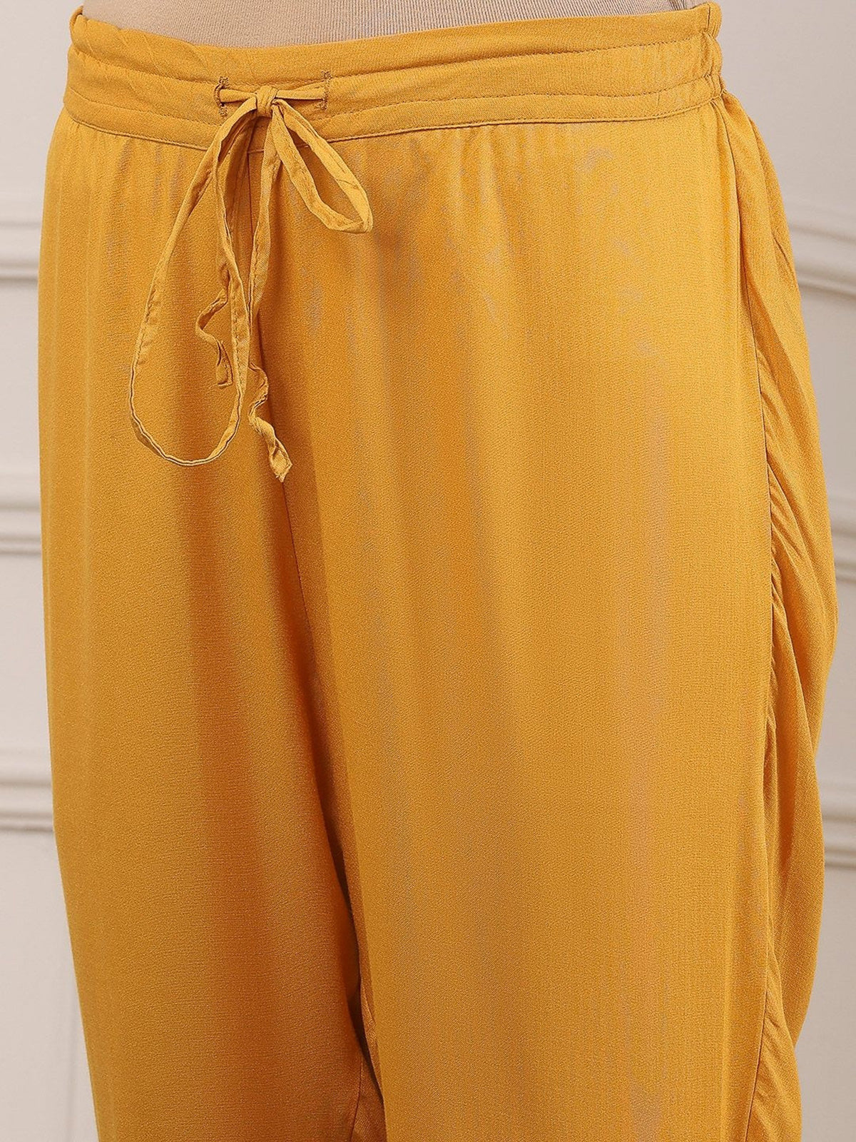 Yellow woven textured embellished celebration look