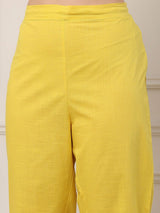Lemon yellow embroidered straight fit classic