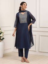 Navy blue zardosi adorned festive masterpiece