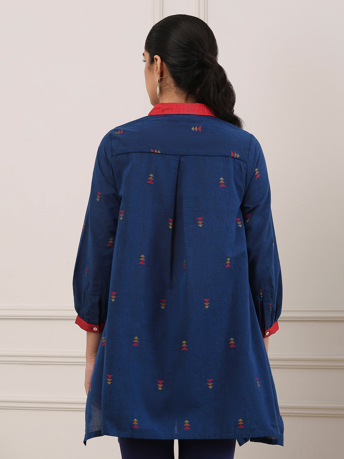 Navy blue geometric floral tunic style kurti