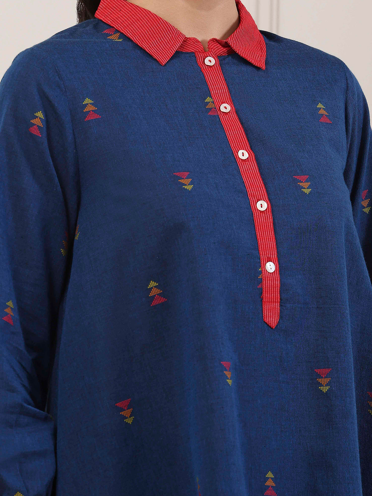 Navy blue geometric floral tunic style kurti