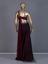 Deep wine Indo western palazzo suit
