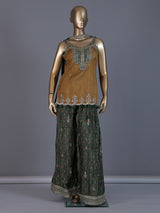 Mustard green festive palazzo suit