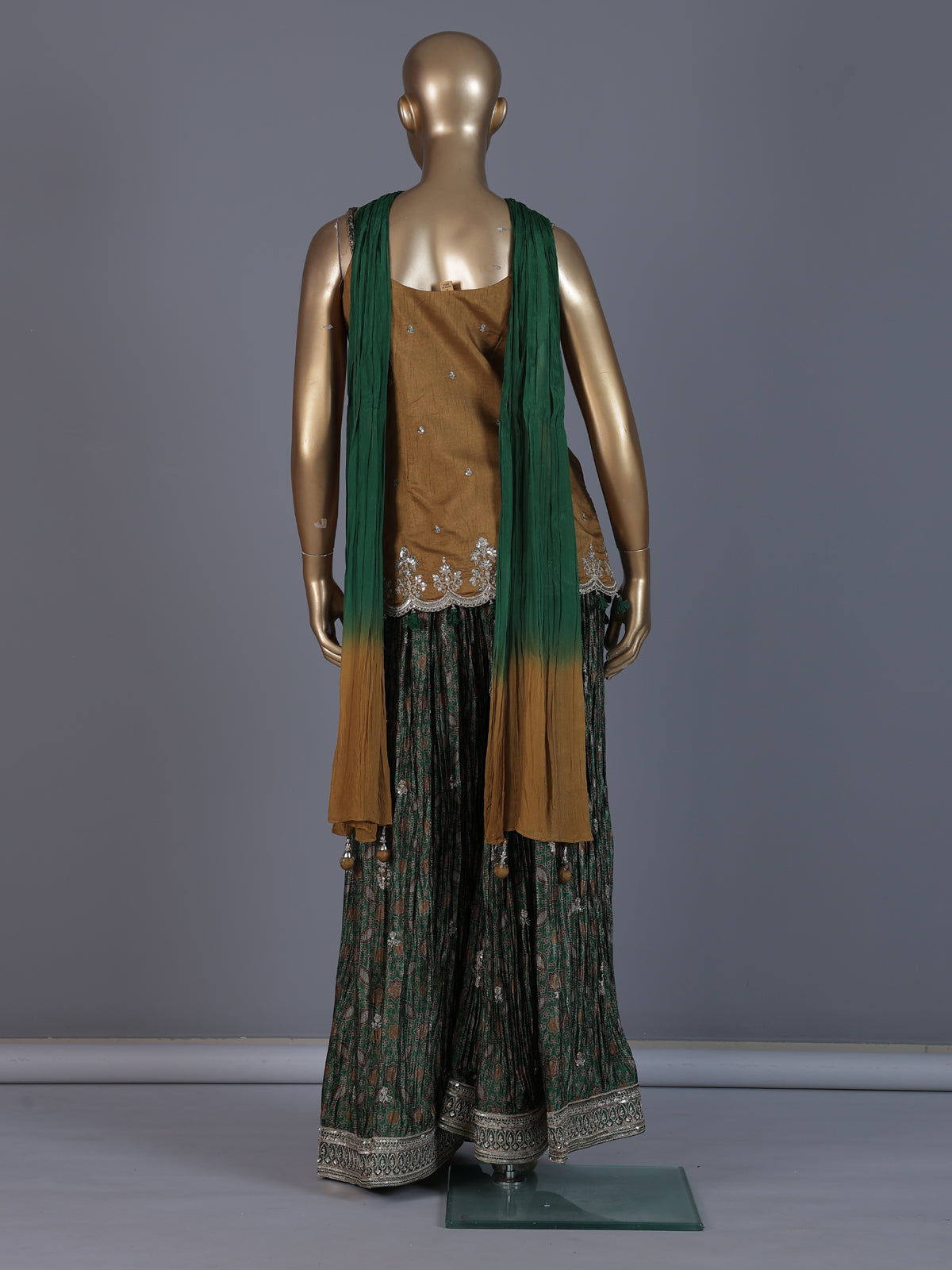 Mustard green festive palazzo suit