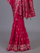 Rani pink silk festive wear saree