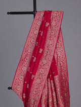Crimson red silk traditional saree