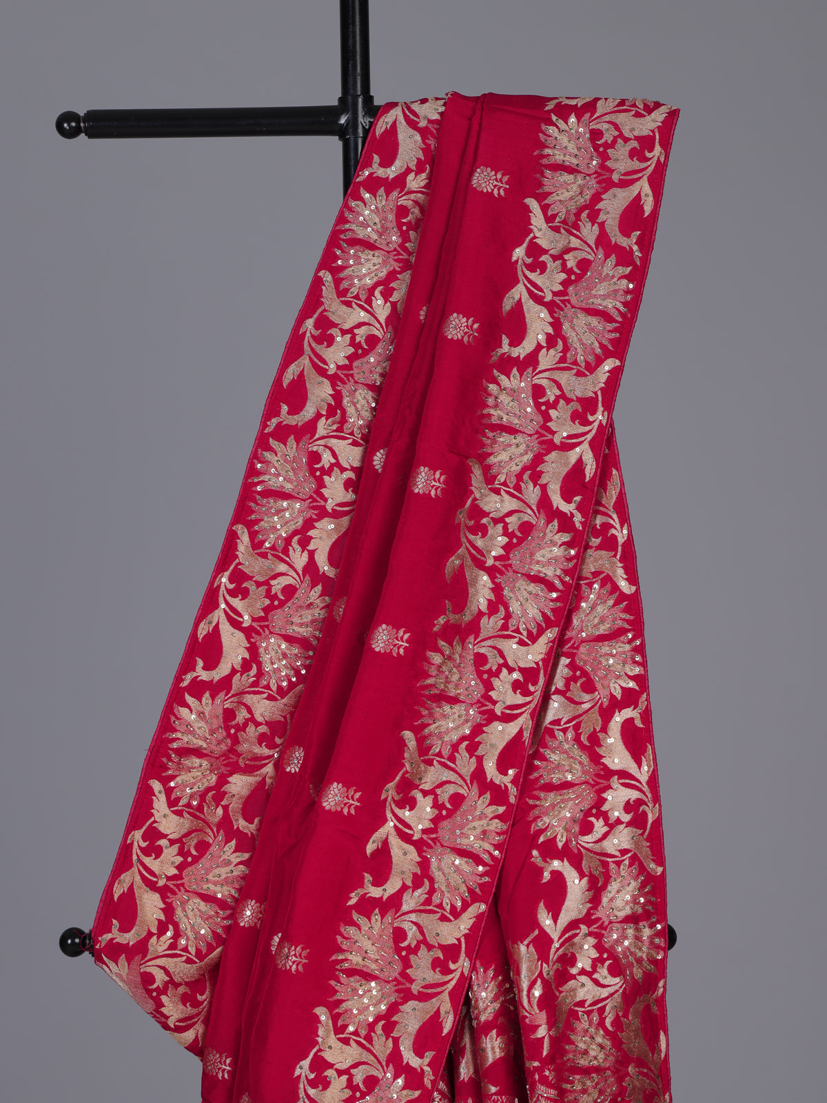 Cherry red silk wedding saree