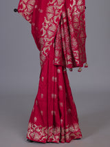 Cherry red silk wedding saree