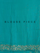 Turquoise blue silk festive saree