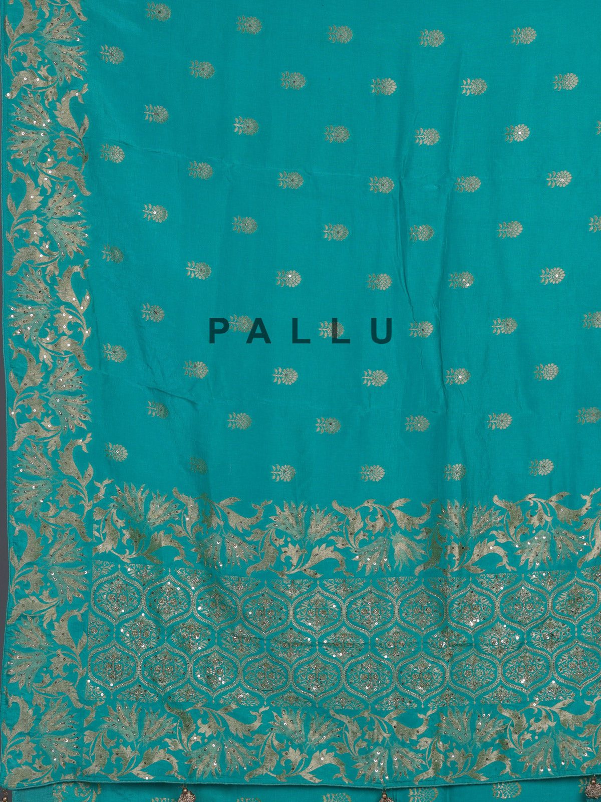 Turquoise blue silk festive saree