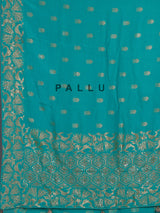 Turquoise blue silk festive saree