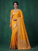 Mustard yellow silk haldi saree