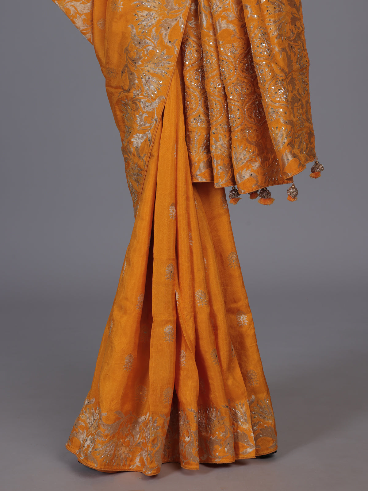Mustard yellow silk haldi saree
