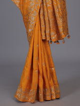 Mustard yellow silk haldi saree