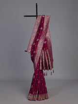 Plum wine silk festive wear saree