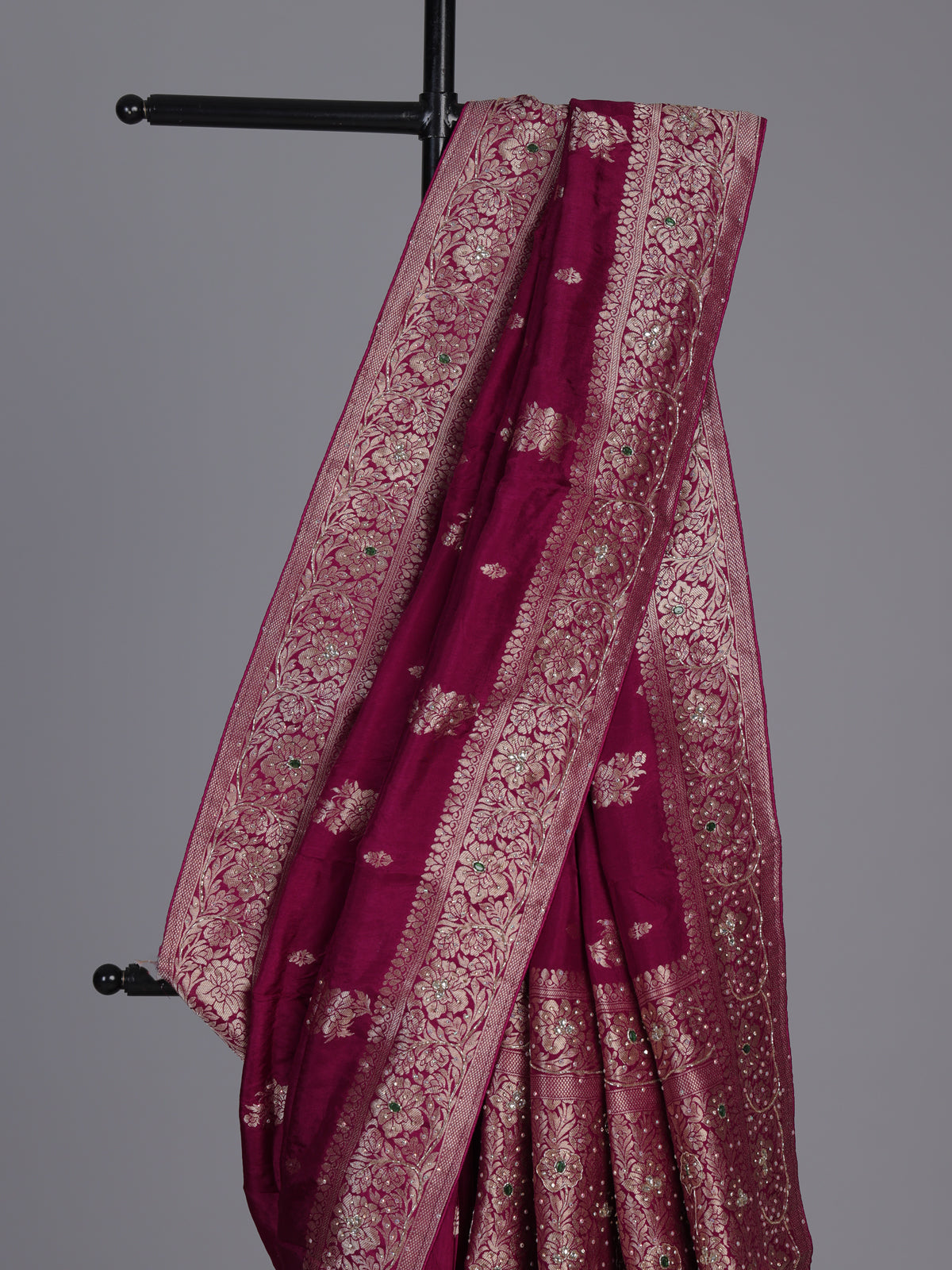 Plum wine silk festive wear saree