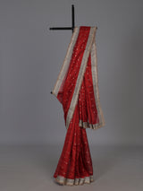 Red zari woven semi soft tissue festive saree