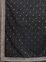 Black embellished semi soft tissue reception saree
