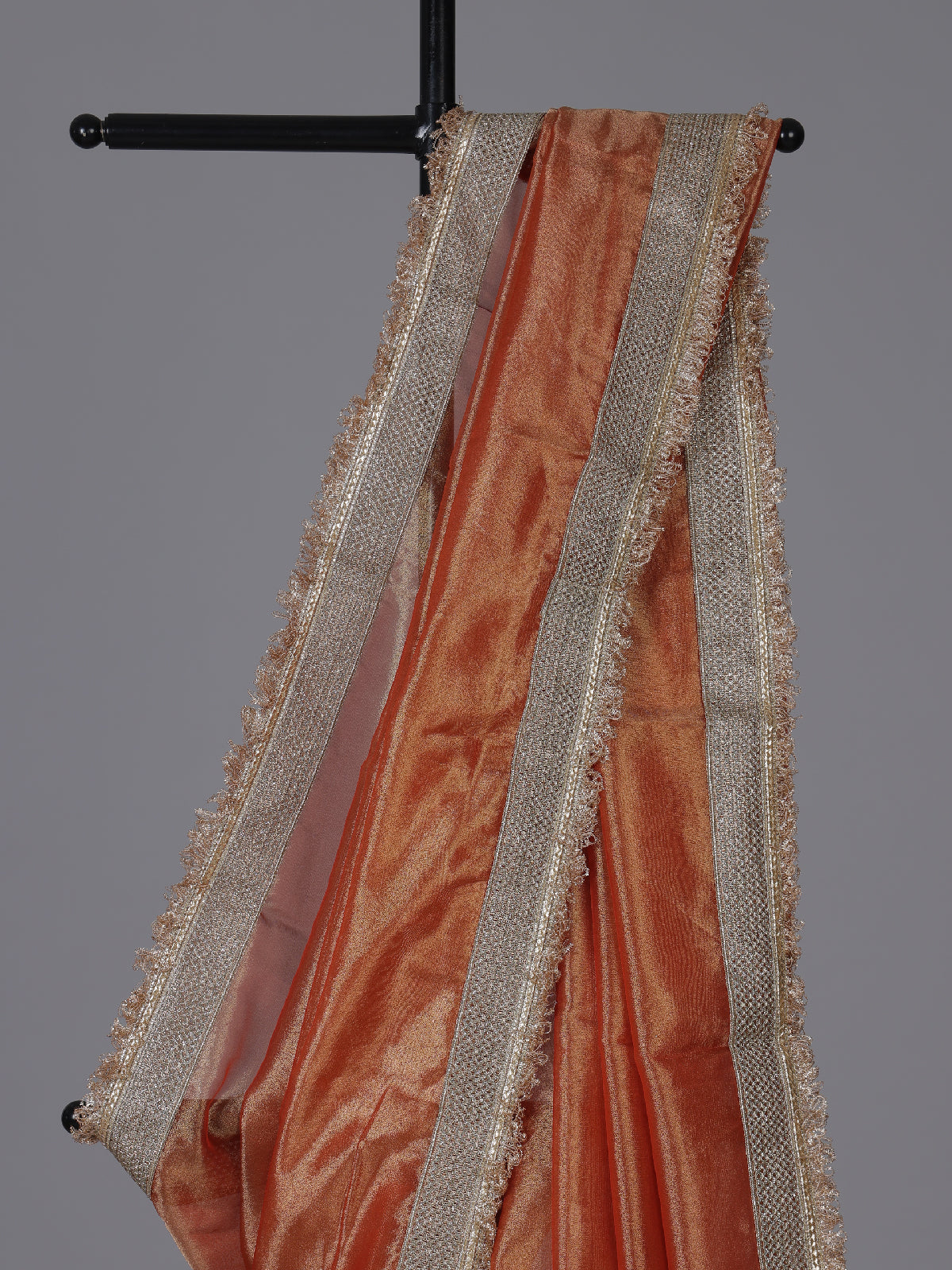 Orange resham embellished celebration wear saree