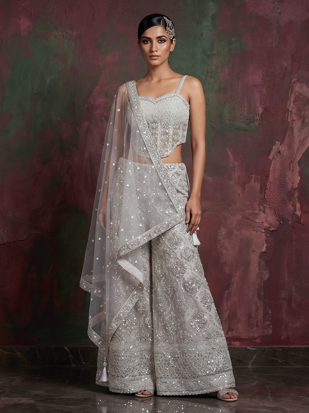 Beige radiant sparkle designer salwar suit