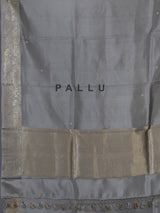 Grey artisanal floral zari raw silk saree
