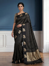 Black regal ambari zari woven raw silk saree