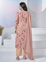 Beige floral vine printed festive kurti set elegance