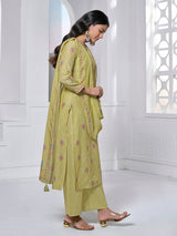 Green blooming booti festive cotton kurti statement
