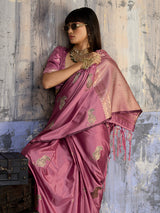 Pink radiant handloom wedding saree glamour statement