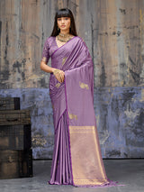 Lavender dreamy zari woven festive saree elegance
