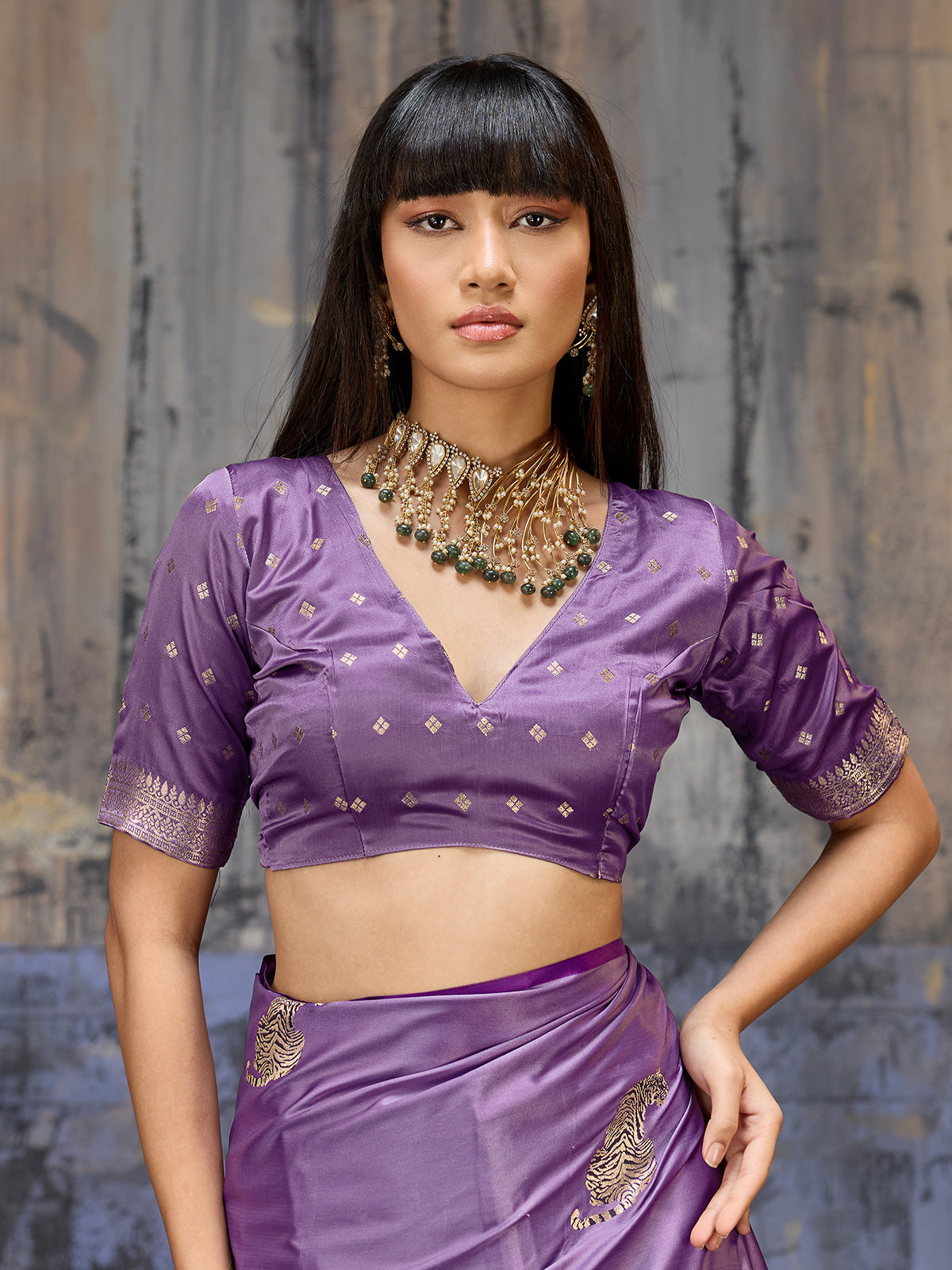 Lavender dreamy zari woven festive saree elegance