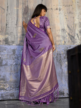 Lavender dreamy zari woven festive saree elegance