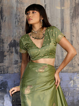 Pista green graceful handloom saree festive beauty