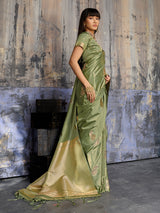 Pista green graceful handloom saree festive beauty