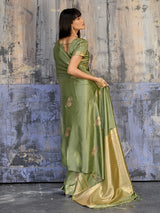 Pista green graceful handloom saree festive beauty
