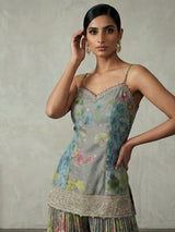 Grey floral shimmer couture wedding salwar suit