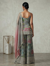 Grey floral shimmer couture wedding salwar suit
