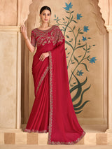 Red regal embroidered wedding saree elegance