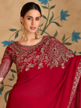 Red regal embroidered wedding saree elegance