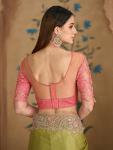 Green shaded regal chiffon wedding saree glamour