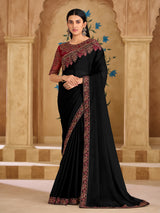 Black timeless zardosi embellished wedding saree allure