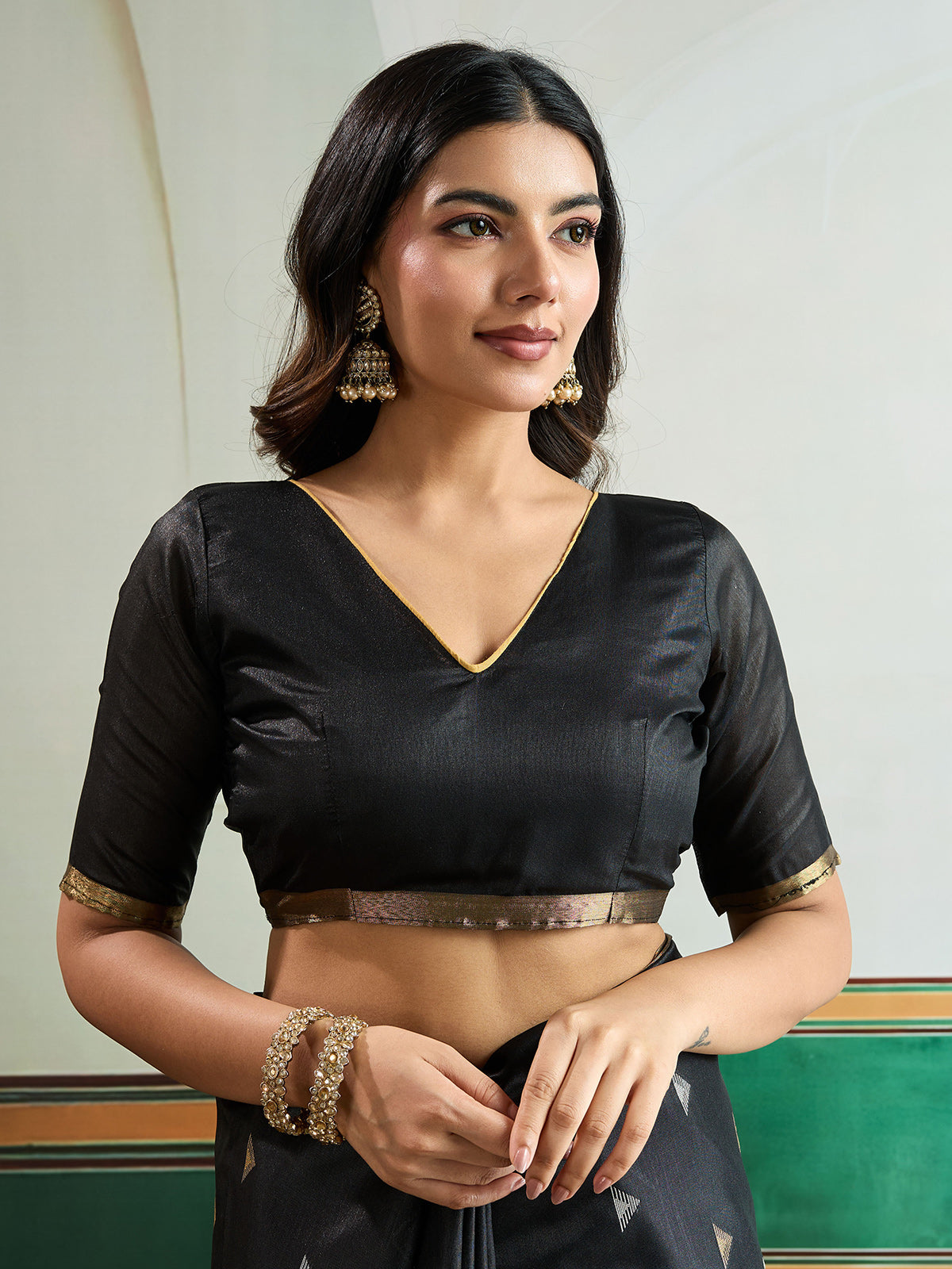 Black regal zari woven festive saree elegance